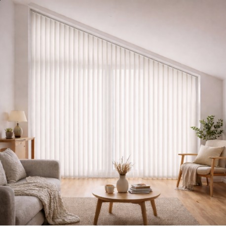 Store californien trapèze sur mesure rideau tamisant blanc