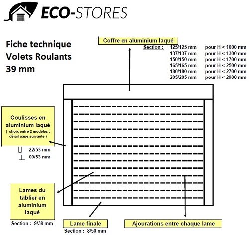 volet roulant 39 mm sur mesure - eco stores