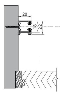 Pas d'équerres de fixation : fixation entre-murs (dos de coulisses)