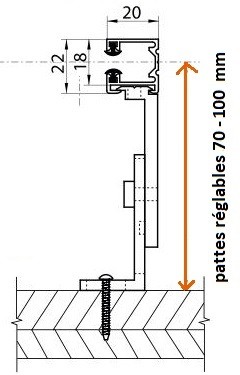 Equerres de fixation murale pour coulisses "U" (réglables 70 - 100 mm)